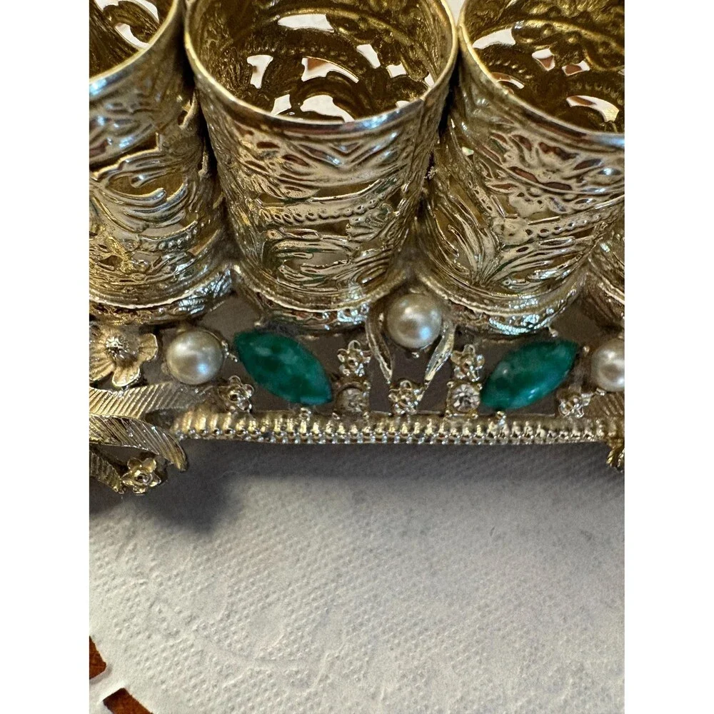 Vintage Sam Fink Gold Filigree Lipstick Holder Jeweled